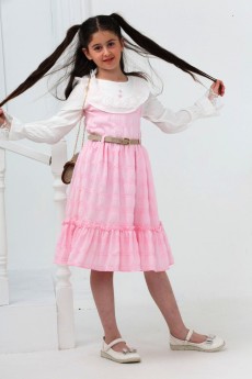 YAKASI DANTELLİ KEMERLİ ÇANTALI  ELBİSE