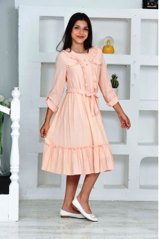 İ&K ŞIMARIK  UZUN KOLLU  CEP KAPAKLI ÖNÜ FIRFIRLI ASTARLI KUŞAKLI KATLANA BİLİR KOLLU DÜĞMELİ ELBİSE