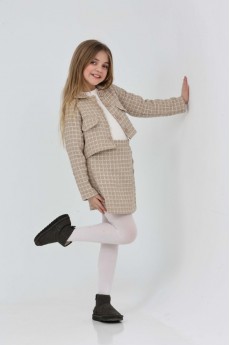 ŞANEL KUMAŞ FİTİLLİ BADİ CEKET ETEK ŞORT ÜÇLÜ TAKIM