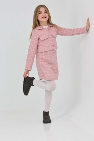 ŞANEL KUMAŞ FİTİLLİ BADİ CEKET ETEK ŞORT ÜÇLÜ TAKIM