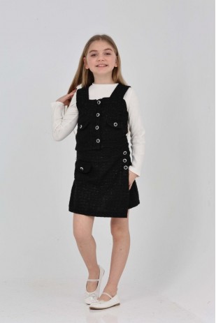 TİVİT KUMAŞ YELEK FİTİLLİ BADİ ŞORT ETEK ÜÇLÜ TAKIM