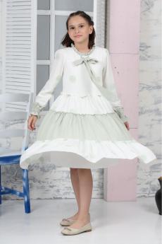 PAPATYA DESENLİ BAGLAMA YAKALI UZUN KOL ELBİSE