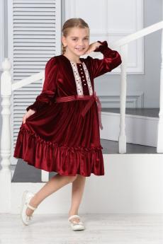 ÖNÜ İNCİ DANTEL DETAYLI KUŞAKLI KADİFE ELBİSE