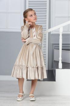 ÖNÜ İNCİ DANTEL DETAYLI KUŞAKLI KADİFE ELBİSE