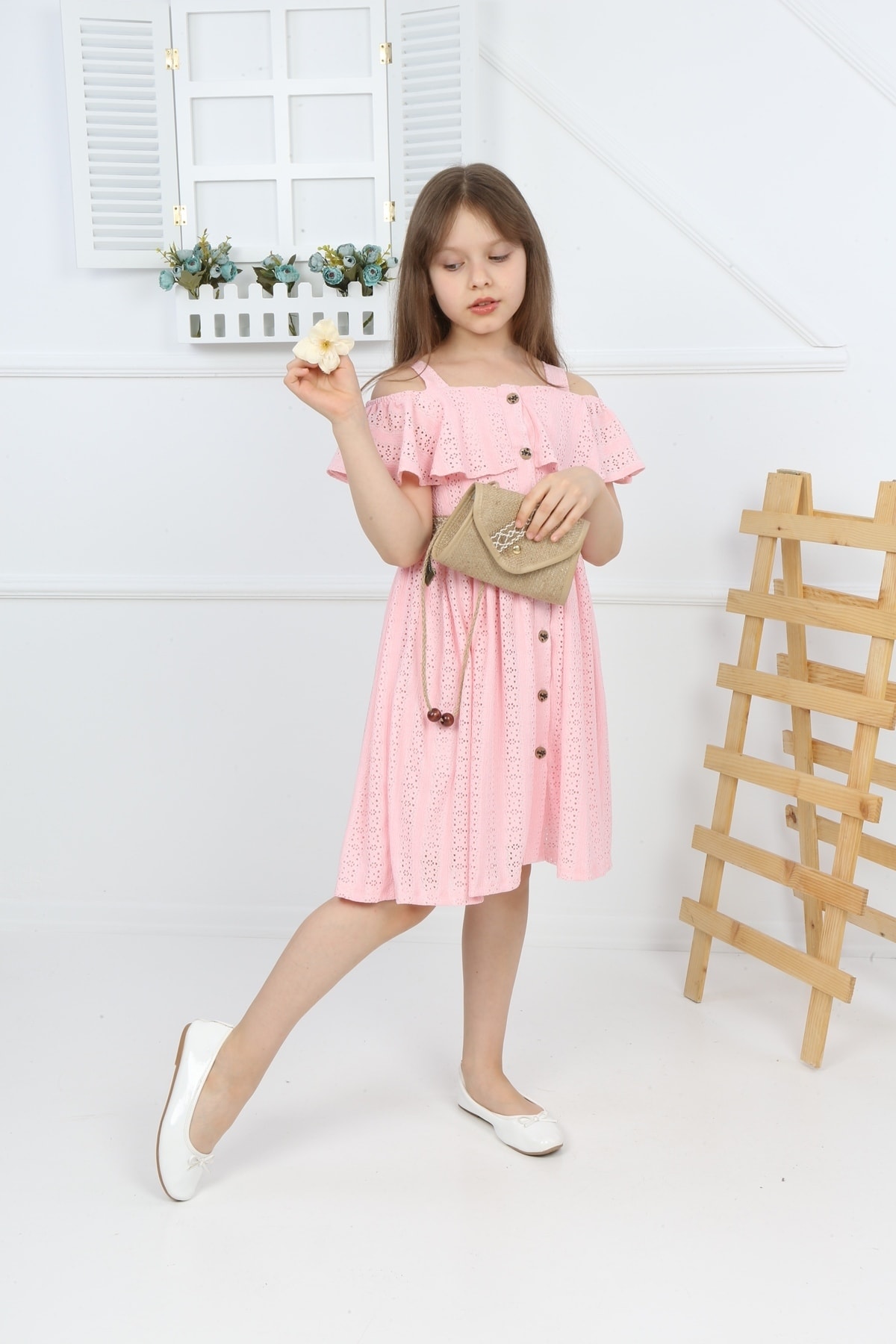 Belted Lace Dress with Bag and Belt