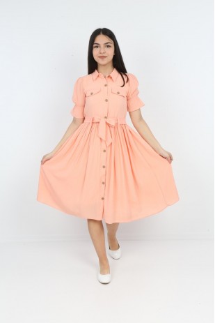 Платье для девочек на пуговицах с поясом