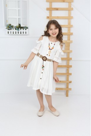 فستان دانتيل بقلادة بحزام