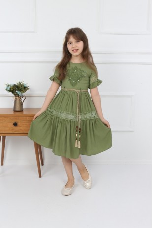 I&k Кружевное платье с юбкой и рукавами-официантами