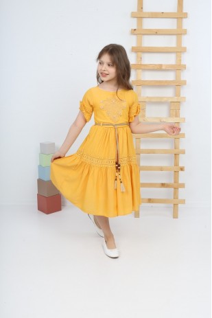 I&k Кружевное платье с юбкой и рукавами-официантами