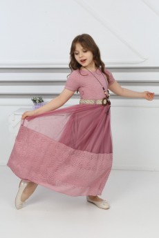 I&k Dantelli Ortası Tüllü Kolyeli Elbise