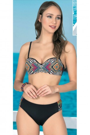Kadın Desenli Straplez Bikini Takım Kadın Desenli Straplez Bikini Takım
