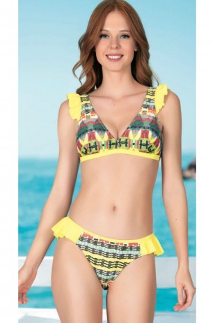 Kadın Volanlı V Yaka Bikini Takımı Kadın Volanlı V Yaka Bikini Takımı