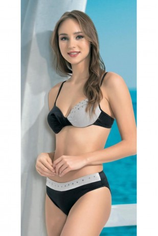 Kadın Siyah Gri Bikini Takımı Kadın Siyah Gri Bikini Takımı