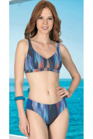 Kadın Çizgi Desenli Parıltılı Toparlayıcı Bikini Takımı Kadın Çizgi Desenli Parıltılı Toparlayıcı Bikini Takımı