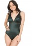 Womens Green Gold Accessorized Swimsuit