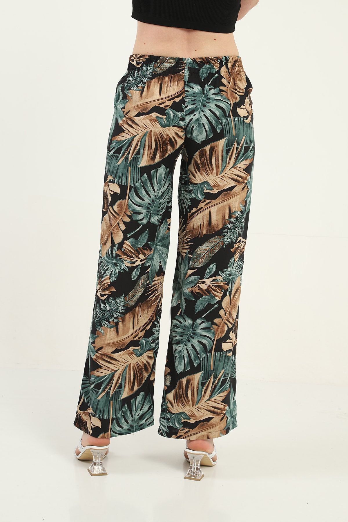 Womens Woven Wide Leg Pants with Pockets