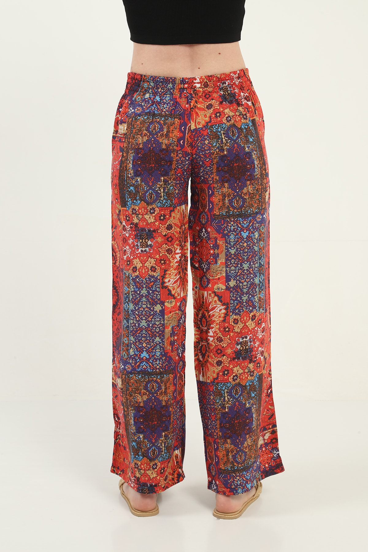 Womens Woven Wide Leg Pants with Pockets