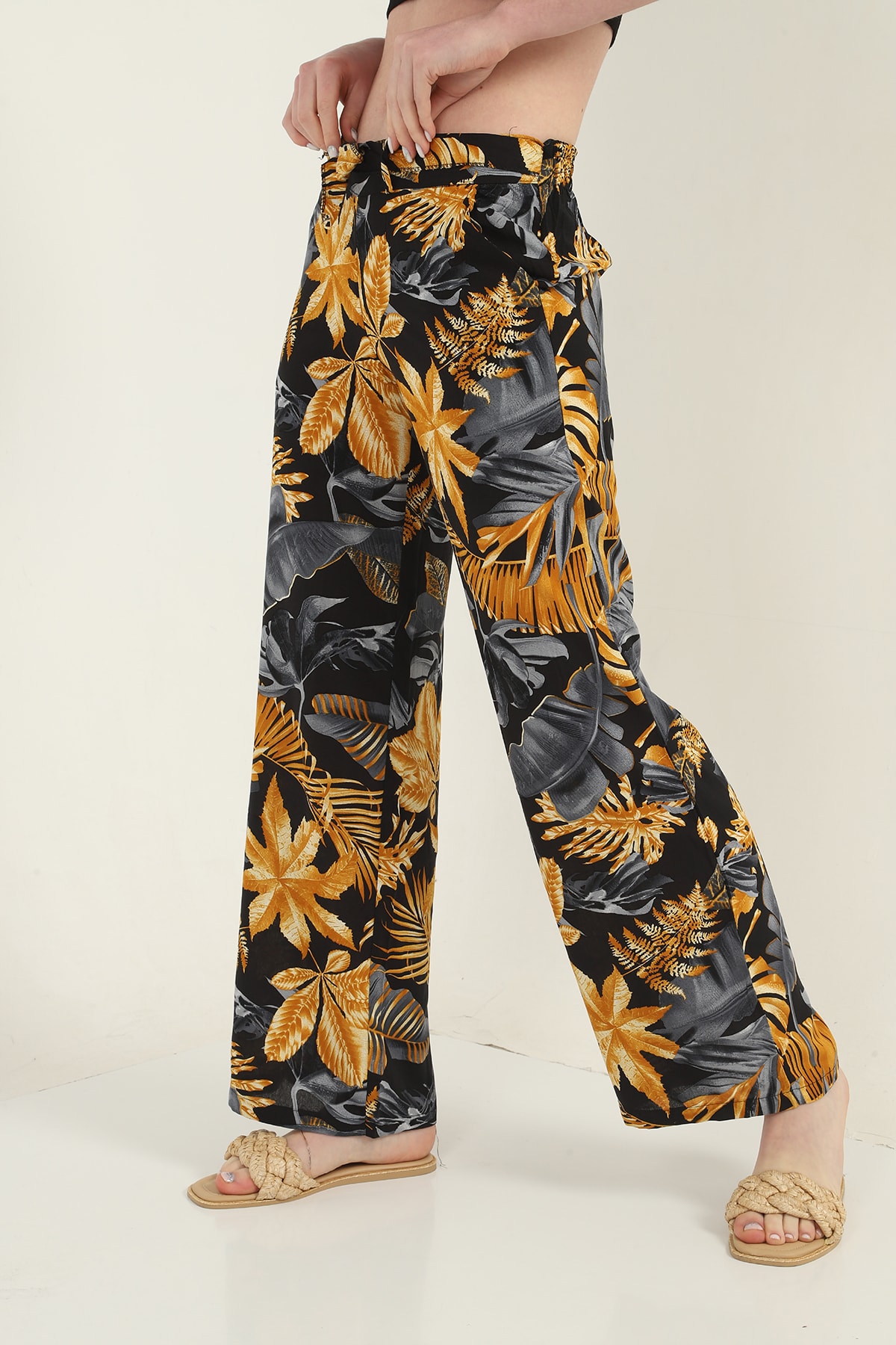 Womens Woven Wide Leg Pants with Pockets