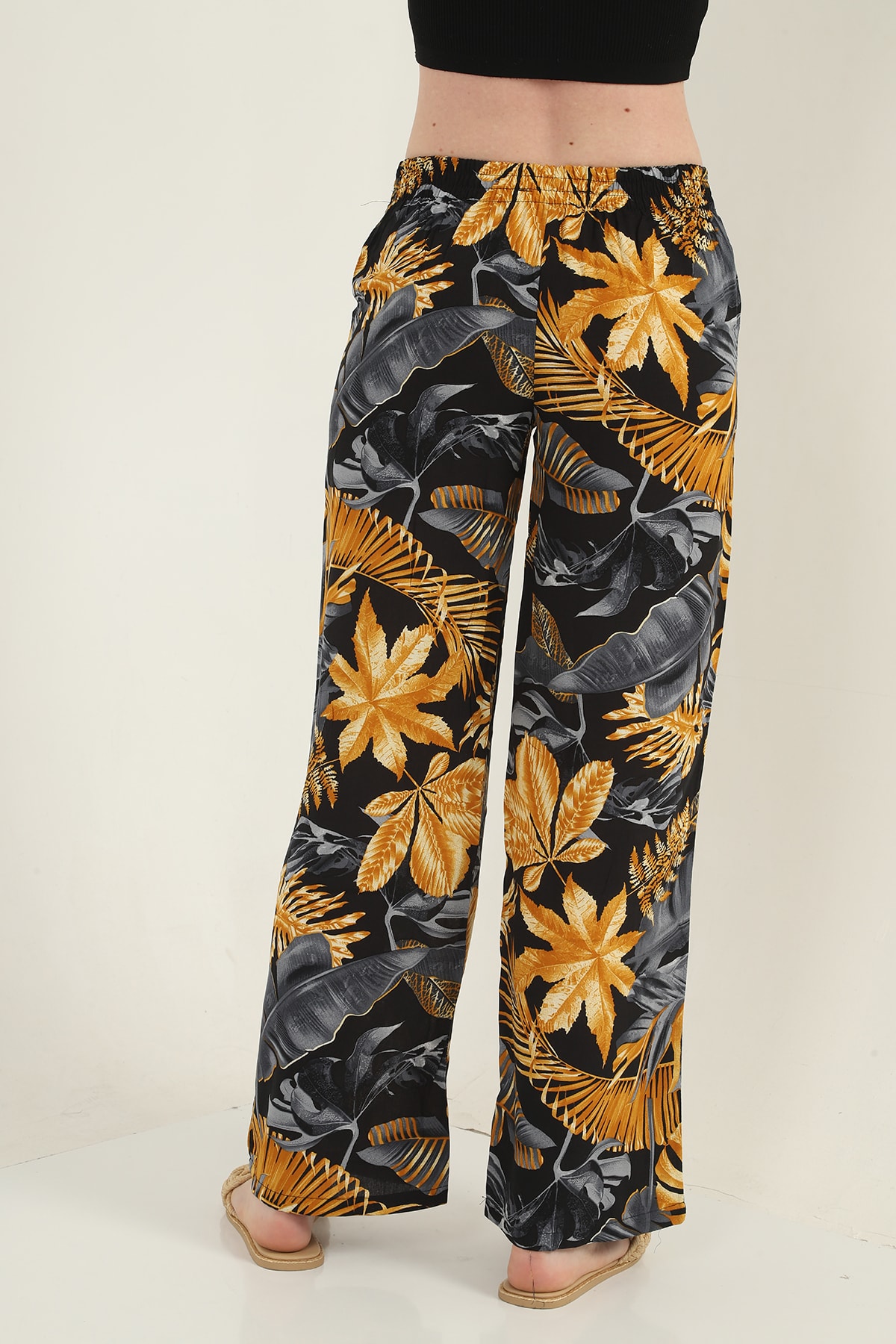 Womens Woven Wide Leg Pants with Pockets