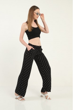 بنطلون نسائي منسوج بجيب واسع الساق