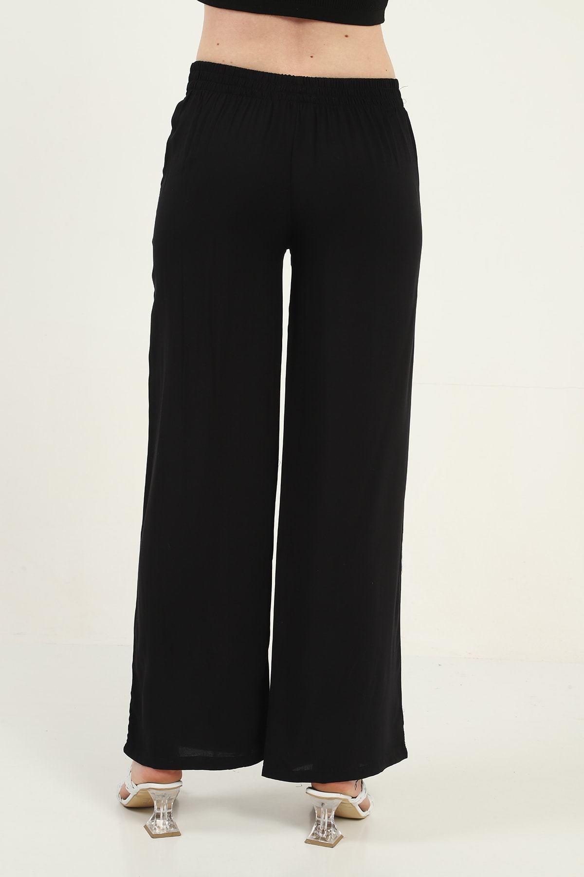 Womens Woven Wide Leg Pants with Pockets