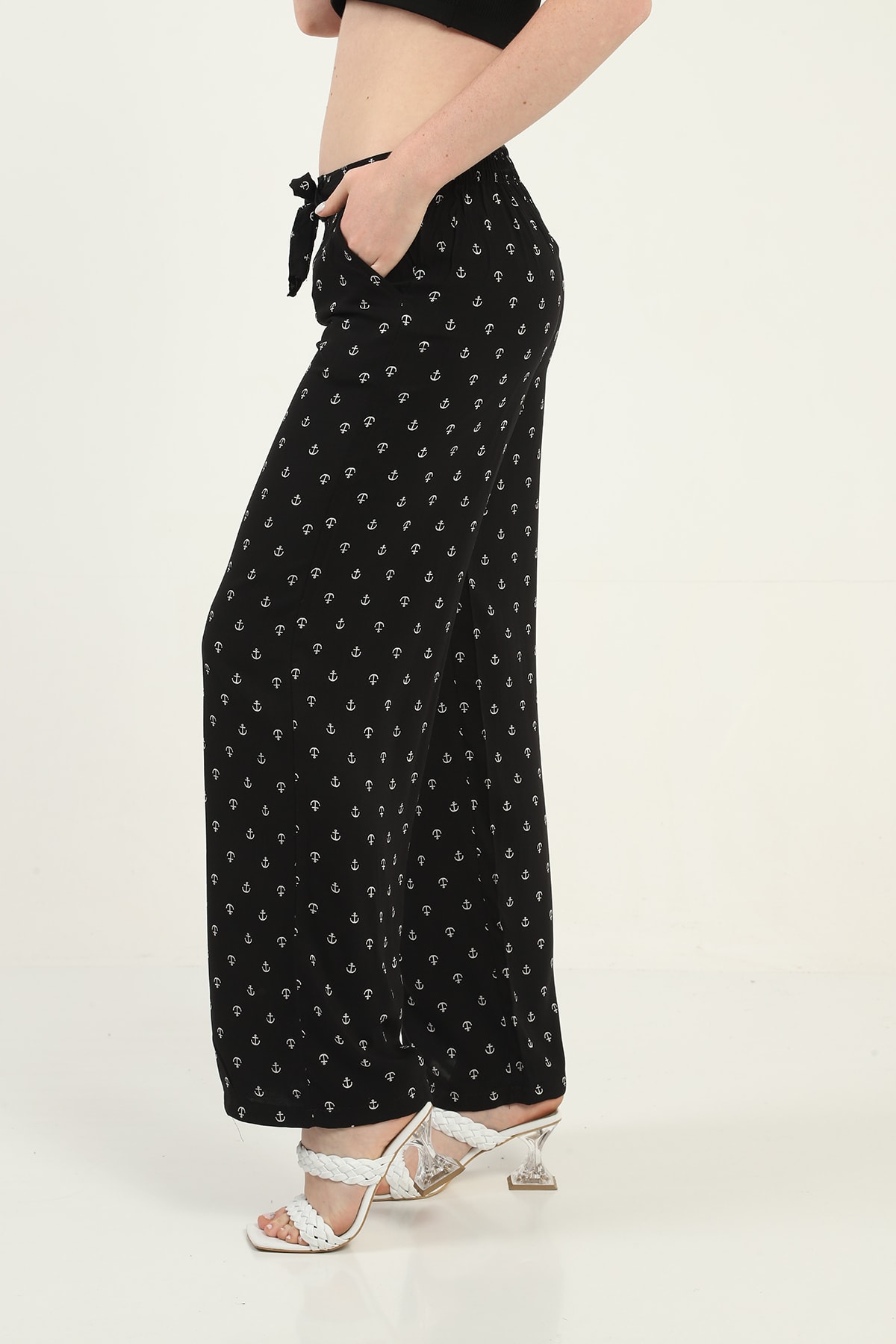 Womens Woven Wide Leg Pants with Pockets