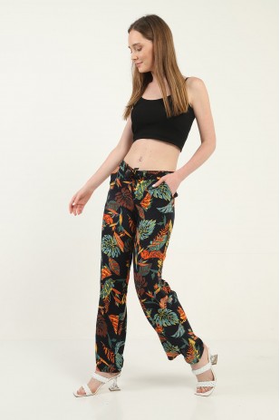 بنطلون نسائي منسوج بجيب واسع الساق