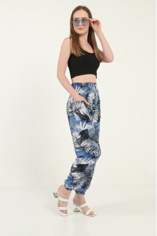 Bayan Yüksekbel Yandan Çift Cepli Altı Lastikli Pantolon