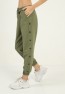 Womens Pockets Side Snap Detail Pants with Elasticized Bottom