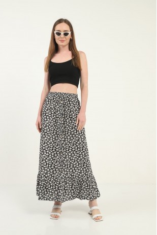 Женская длинная юбка на пуговицах с рюшами