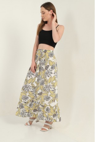 Женская длинная юбка на пуговицах с рюшами