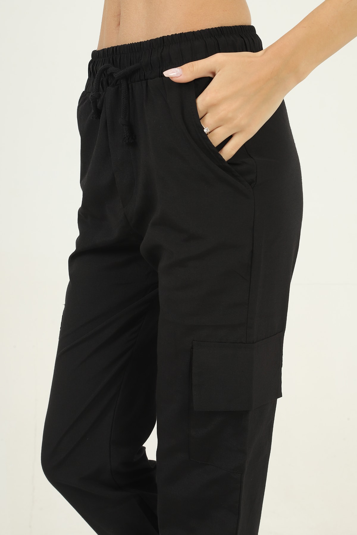 Womens Elastic Bottom Pants with Pockets