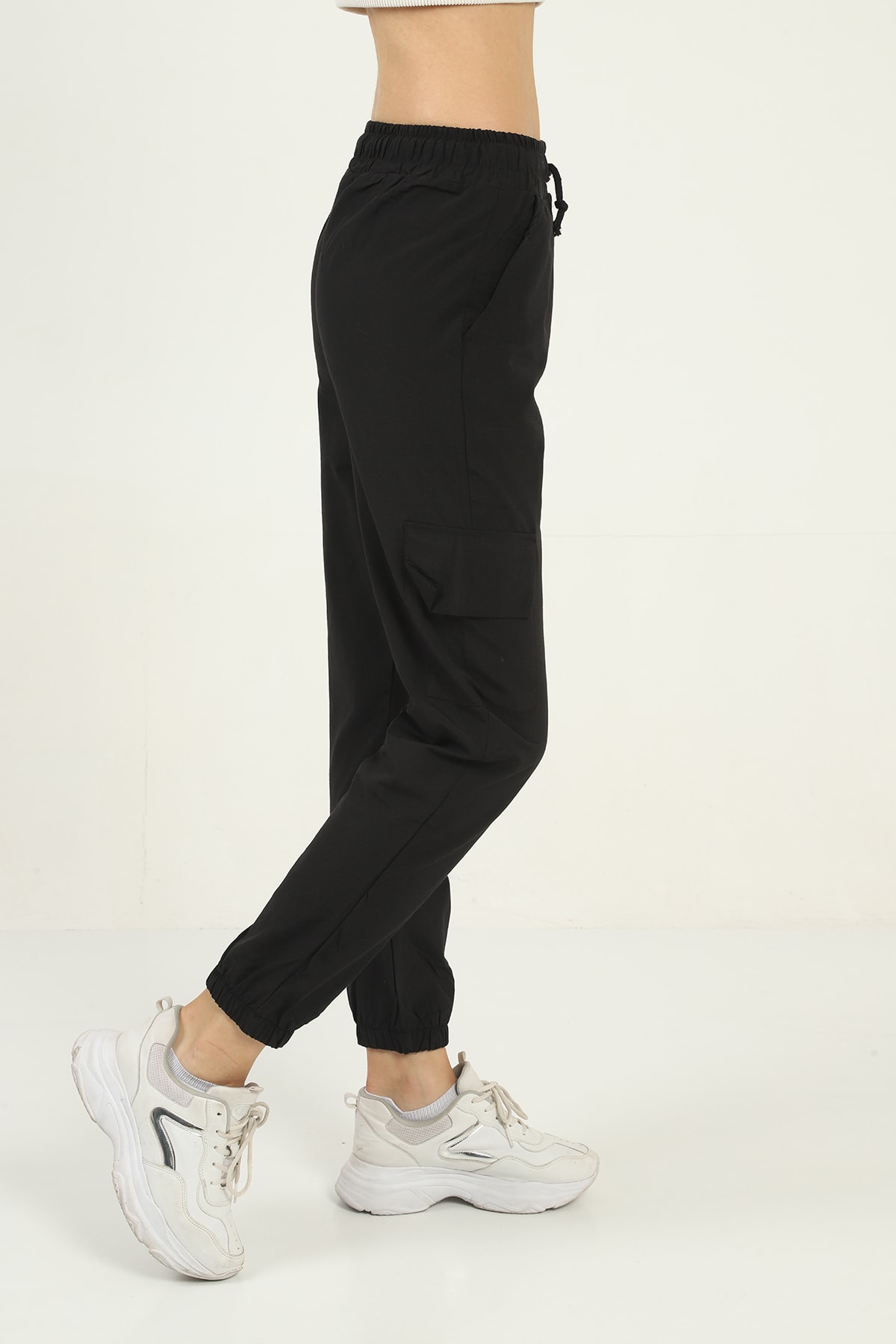 Womens Elastic Bottom Pants with Pockets