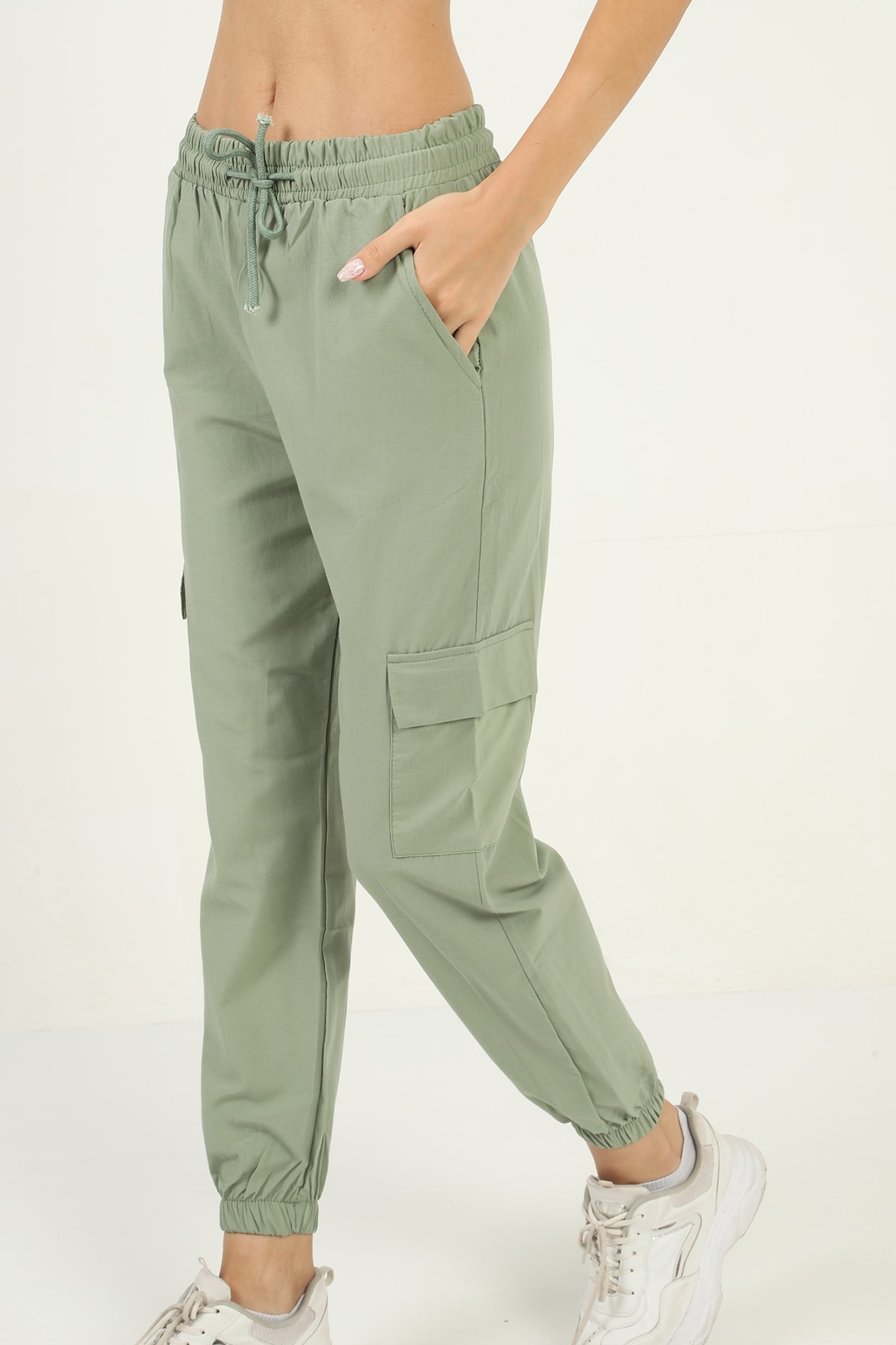 Womens Elastic Bottom Pants with Pockets