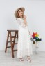 Womens Summer Lace Dress with Cuff Collar and Fringe Detail