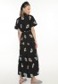 Geknöpftes Damenkleid mit Blumenmuster und elastischem Bund