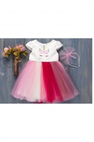 Weißes Regenbogen-Einhorn-Kronenkleid