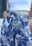 Womens Leaf Patterned High Waisted Wide Leg Pants with Pockets