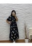 Geknöpftes Damenkleid mit Blumenmuster und elastischem Bund