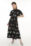 Geknöpftes Damenkleid mit Blumenmuster und elastischem Bund