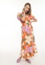 Gemustertes Damenkleid mit Gürtel
