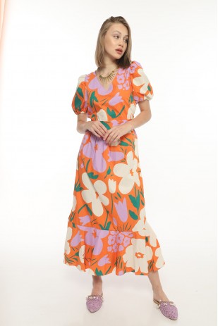 فستان نسائي منقوش بحزام