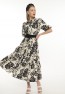 Damen-Neckholderkleid mit Blumenmuster und Gürtel