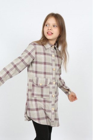 قميص حطاب مزدوج الجيب للفتيات