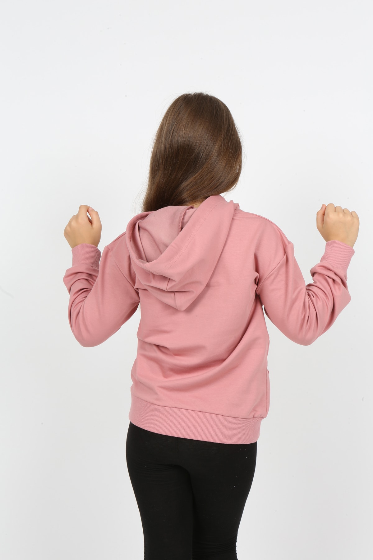 Kız Çocuk Kapüşonlu Cepli Tavşan Baskılı Sweatshirt