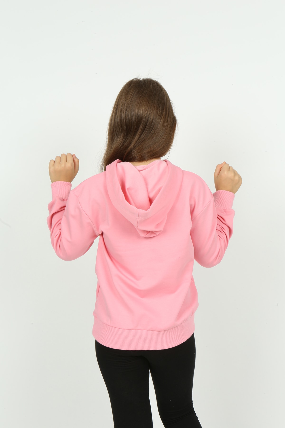 Kız Çocuk Kapüşonlu Cepli Tavşan Baskılı Sweatshirt