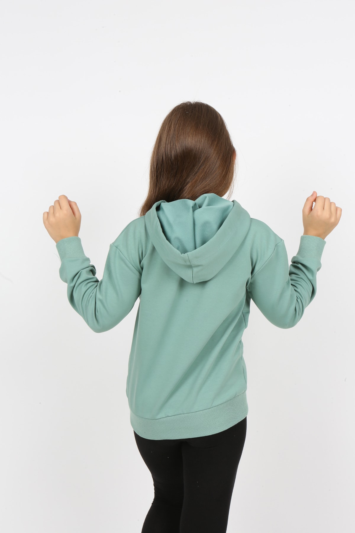 Kız Çocuk Kapüşonlu Cepli Tavşan Baskılı Sweatshirt