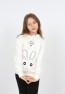 Kız Çocuk Kapüşonlu Cepli Tavşan Baskılı Sweatshirt
