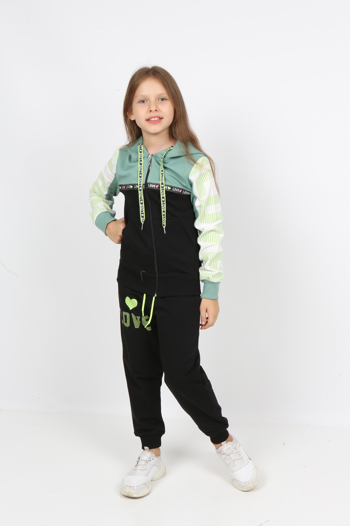 طقم بدلة رياضية بغطاء للرأس وسحاب للأطفال من I&k Şımarık Kids