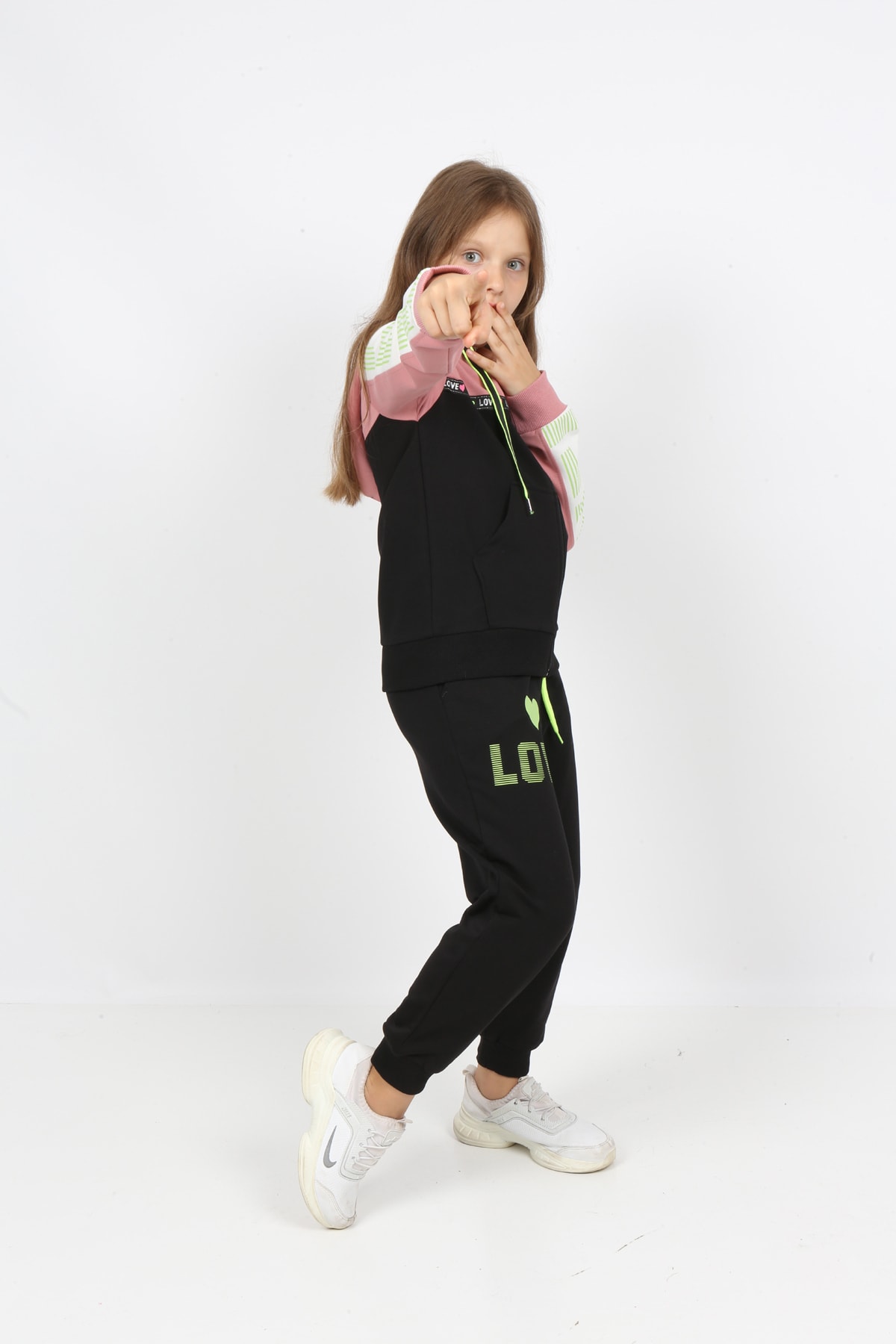 طقم بدلة رياضية بسحاب للفتيات من I&k Şımarık Kids